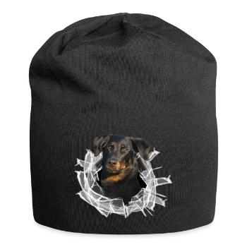 Beauceron im Glasloch - Jersey-Beanie - Schwarz - Vorne