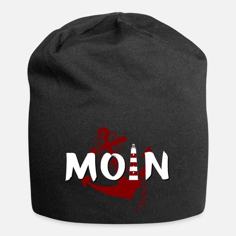 Moin Leuchtturm Anker - Jersey-Beanie - Schwarz