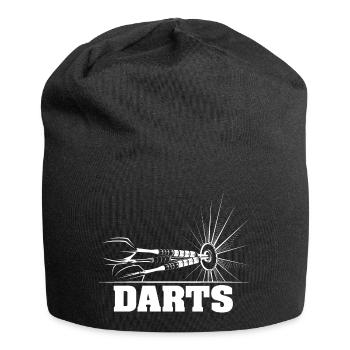 Darts Dartspieler Pfeile Illustration Bar Sport - Jersey-Beanie - Schwarz - Vorne