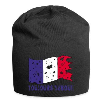 Drapeau français déchiré mais toujours debout ! - Bonnet en jersey - noir - Devant