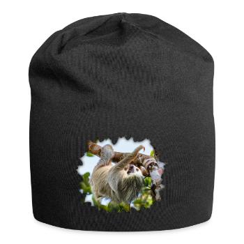 Paresseux à deux doigts accroché dans un arbre - Bonnet en jersey - noir - Devant