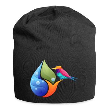Geometric Hummingbird Over Color Sheet - Jersey Beanie - black - Front