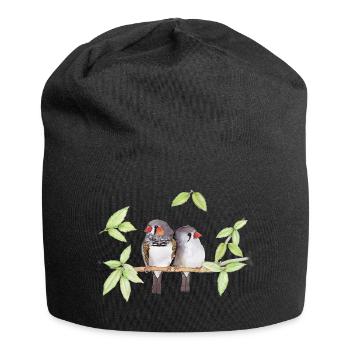 Bouquet doux de pinsons zébrés - Bonnet en jersey - noir - Devant