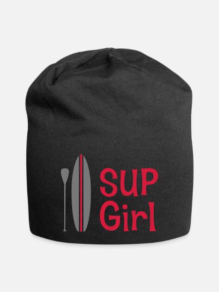 SUP GIRL mit SUP Board und Paddel - Jersey-Beanie - Schwarz