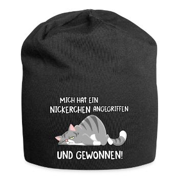 Mich hat ein Nickerchen angegriffen - Jersey-Beanie - Schwarz - Vorne