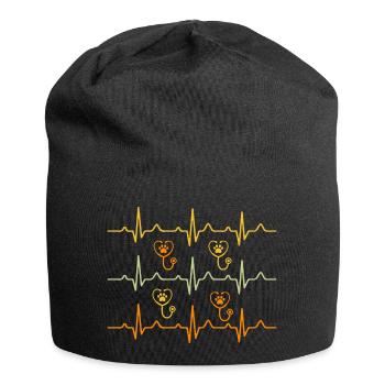 Vintage Retro Veterinary Heartbeat - Jersey Beanie - black - Front