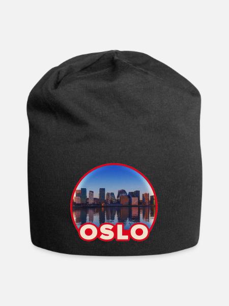 Oslo Skyline Rundlogo - Jersey-Beanie - Schwarz