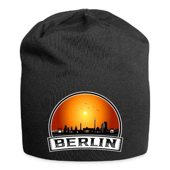 Berlin Berlin Skyline Retro Sun lettering - Jersey Beanie - black - Front