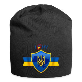 J’aime mon pays, l’Ukraine, t-shirt - Bonnet en jersey - noir - Devant