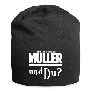 Mein Name ist Müller Nachname Geschenkidee - Jersey-Beanie - Schwarz - Vorne