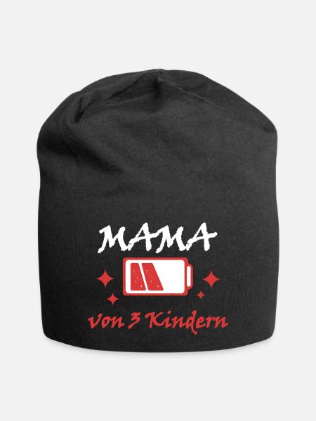 Akku leer Mama von 3 Kindern Mutter Muttertag Kind - Jersey-Beanie - Schwarz