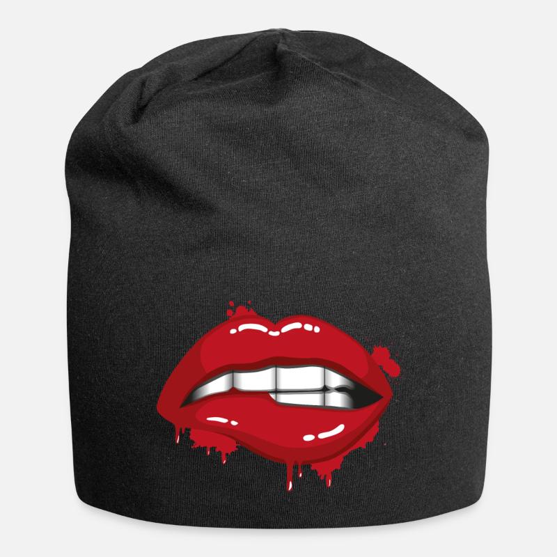 Lips - Jersey-Beanie - Schwarz