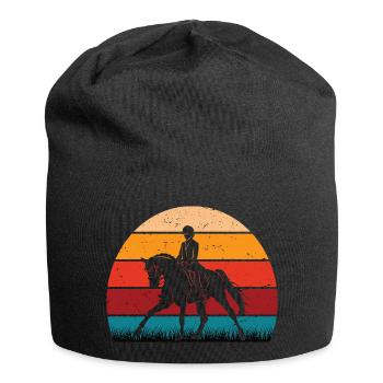 RETRO PFERDEDESIGN I REITEN - Jersey-Beanie - Schwarz - Vorne