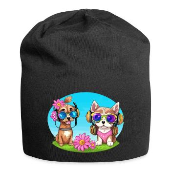 Zwei hund mit sonnenbrille - Jersey-Beanie - Schwarz - Vorne