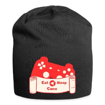 Eat Sleep Game and Repeat - Rot/Beige - Jersey-Beanie - Schwarz - Vorne