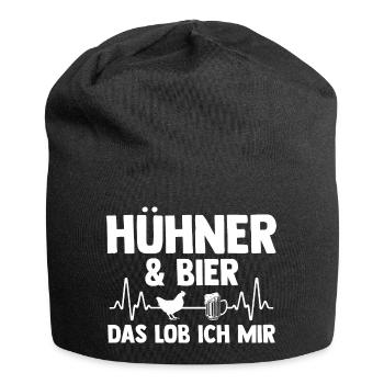 Huhn Landwirt Bauernhof Bier Hühner - Jersey-Beanie - Schwarz - Vorne