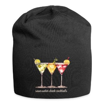 Drôle de dicton: Économisez de l’eau - Buvez des cocktails - Bonnet en jersey - noir - Devant