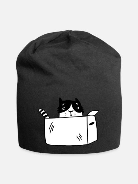 Katze - Jersey-Beanie - Schwarz