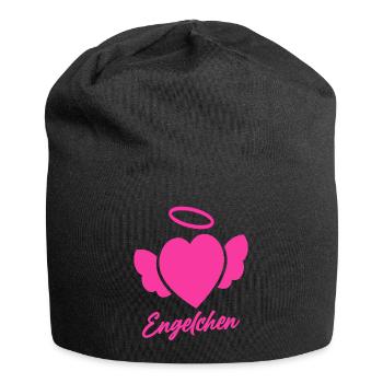 Engelchen mit Herz und Heiligenschein - Jersey-Beanie - Schwarz - Vorne