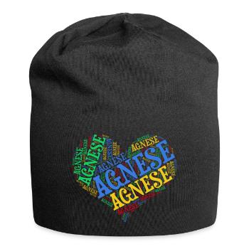t-shirt Agnese mot nuage coeur idée cadeau - Bonnet en jersey - noir - Devant