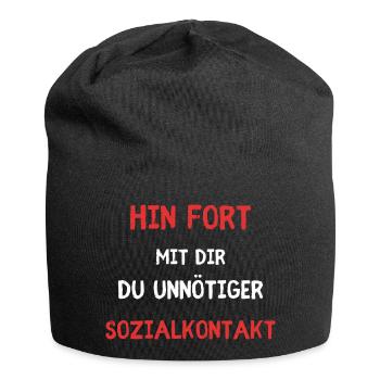 unnötiger Sozialkontakt - Geh mir aus dem Weg - Jersey-Beanie - Schwarz - Vorne
