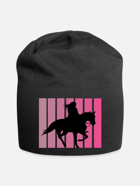 Retro Pferde Design - Jersey-Beanie - Schwarz