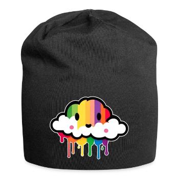Cute Cloud Raining Rainbow Colors - Jersey Beanie - black - Front