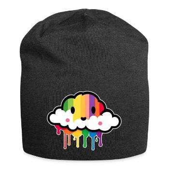 Niedliche Wolke regnet Regenbogen Farben - Jersey-Beanie - Anthrazit - Vorne