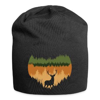 Forêt profonde et chevreuils - Bonnet en jersey - noir - Devant