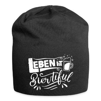 Leben ist Biertiful Bier Party Grillparty Geschenk - Jersey-Beanie - Schwarz - Vorne