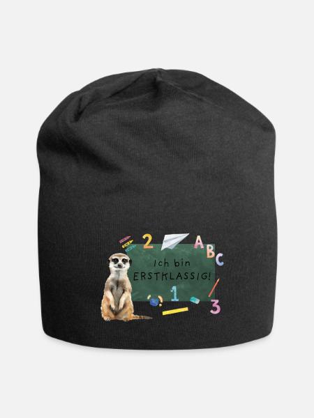 Erdmännchen Einschulung - Jersey-Beanie - Schwarz