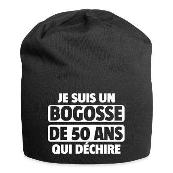 bogosse de 50 ans / cadeau anniversaire homme - Bonnet en jersey - noir - Devant