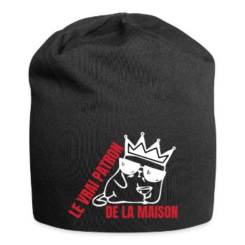 Echter Katzenhaus-Chef - Jersey-Beanie - Schwarz - Vorne