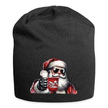 Nikolaus Santa Claus Weihnachtsmann mit Glühwein - Jersey-Beanie - Schwarz - Vorne
