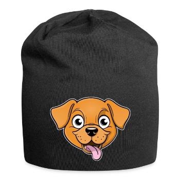 Image joyeuse de la tête d’un chien - Bonnet en jersey - noir - Devant