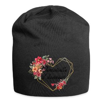 Brautjungfer Gold Herz Blumen - Jersey-Beanie - Schwarz - Vorne