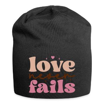 love never fails - Jersey-Beanie - Schwarz - Vorne