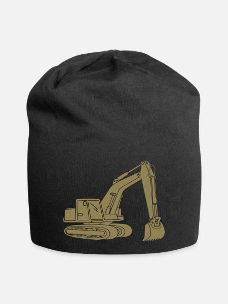 Bagger Silhouette Baugeräteführer Tiefbau - Jersey-Beanie - Schwarz