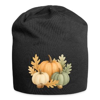  Kürbisse, Eichenlaub & Eicheln - Jersey-Beanie - Schwarz - Vorne