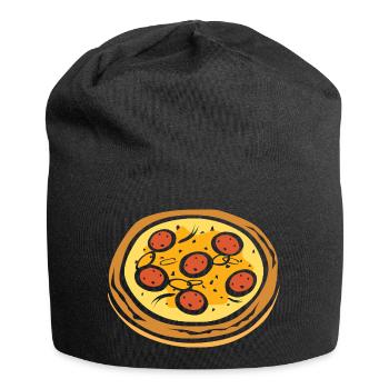 Pizza Salami Design - Motif de nourriture amusant - Bonnet en jersey - noir - Devant
