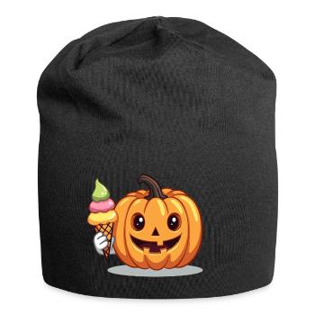 Süßer Grusel Kürbis mit Eiswaffel - Jersey-Beanie - Schwarz - Vorne