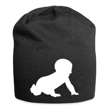 Crawling baby silhouette - Jersey Beanie - black - Front