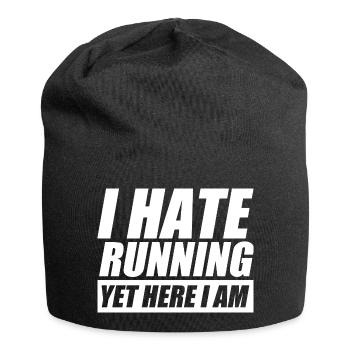 I hate running lustiges Lauf Joggen Läufer - Jersey-Beanie - Schwarz - Vorne