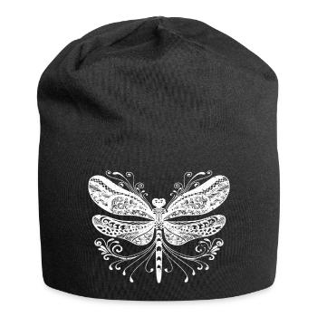 Niedliche Boho-Libelle mit Verzierungen - Jersey-Beanie - Schwarz - Vorne