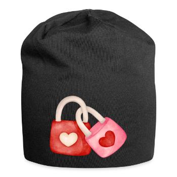 amoureux, fou amoureux, St-Valentin - Bonnet en jersey - noir - Devant