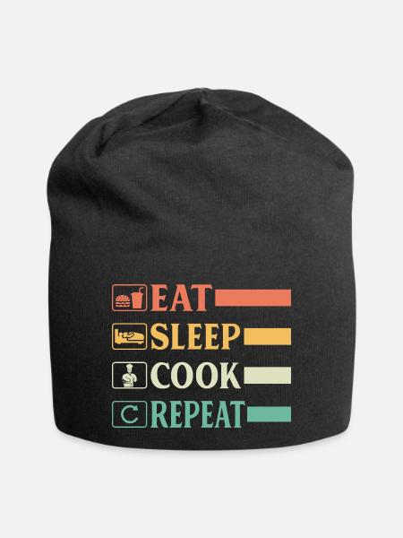 Lustiger Koch Chefkoch Bäcker Koch Eat Sleep Koch Rep - Jersey-Beanie - Schwarz