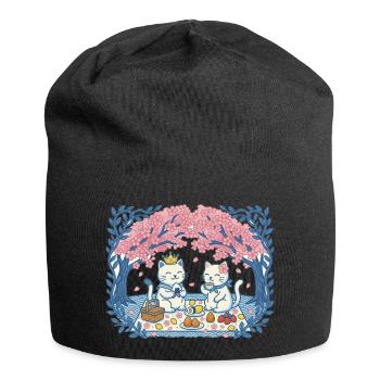 Echte Katzen auf Picknick zwischen Sakura - Jersey-Beanie - Schwarz - Vorne