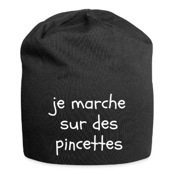 Je marche sur des pincettes - Bonnet en jersey - noir - Devant