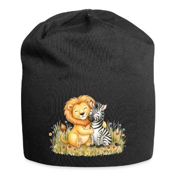 Amitié entre Leo et Zebra - Bonnet en jersey - noir - Devant