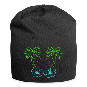 Neon Tropenstrand Sonnenuntergang - Jersey-Beanie - Schwarz - Vorne